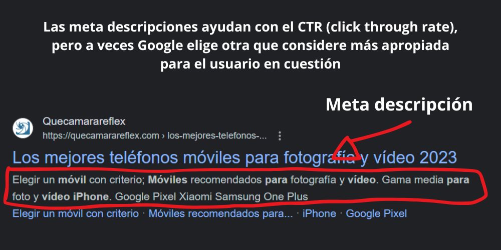 Las meta descripciones pueden ayudar con el CTR