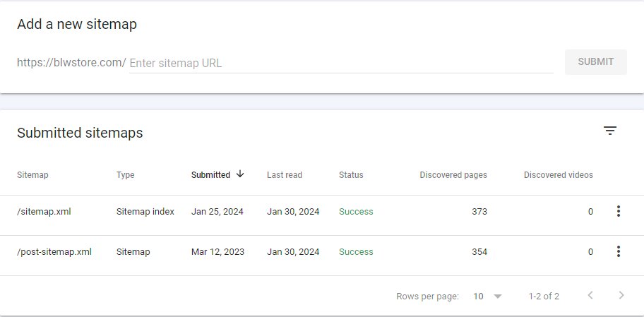 GSC. Add new sitemap section