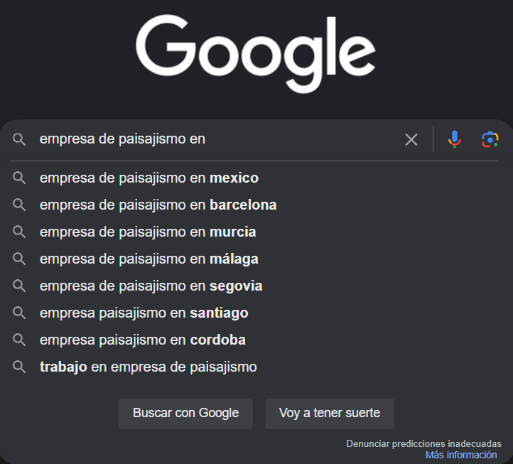 Ejemplo de autocompletar de Google